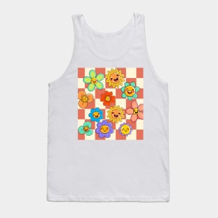 Trippy Terracotta Plaid Floral Tank Top